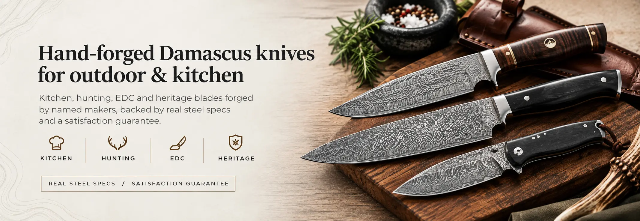 Hand-forged Damascus knives from BJ Knives